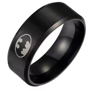 Black Batman Stainless Steel Unisex Ring Sz 6